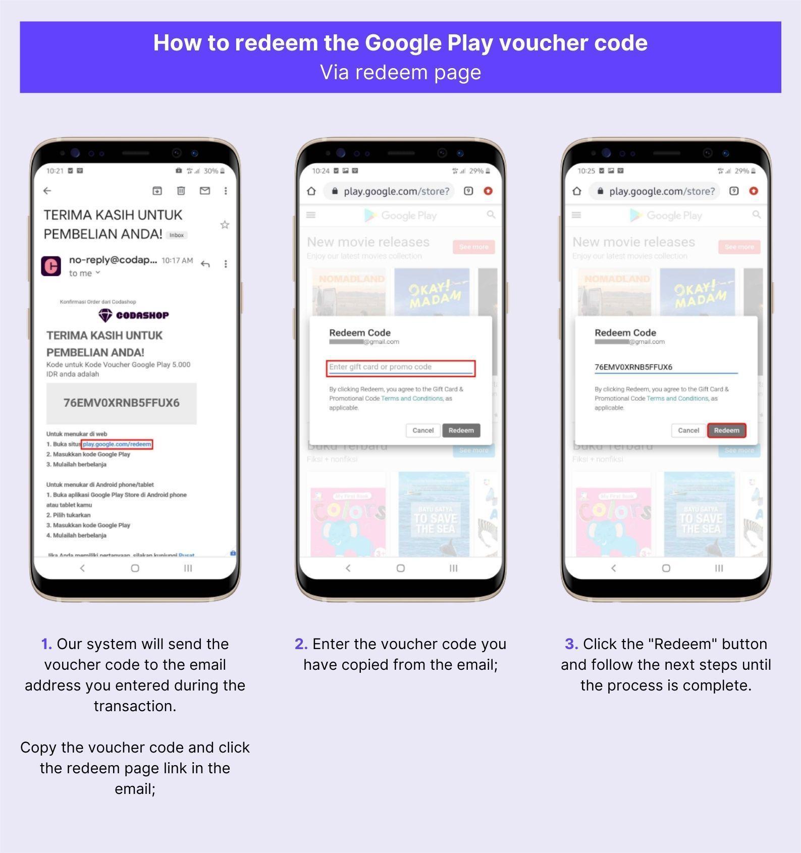 How to redeem the Google Play voucher code – Codashop Indonesia