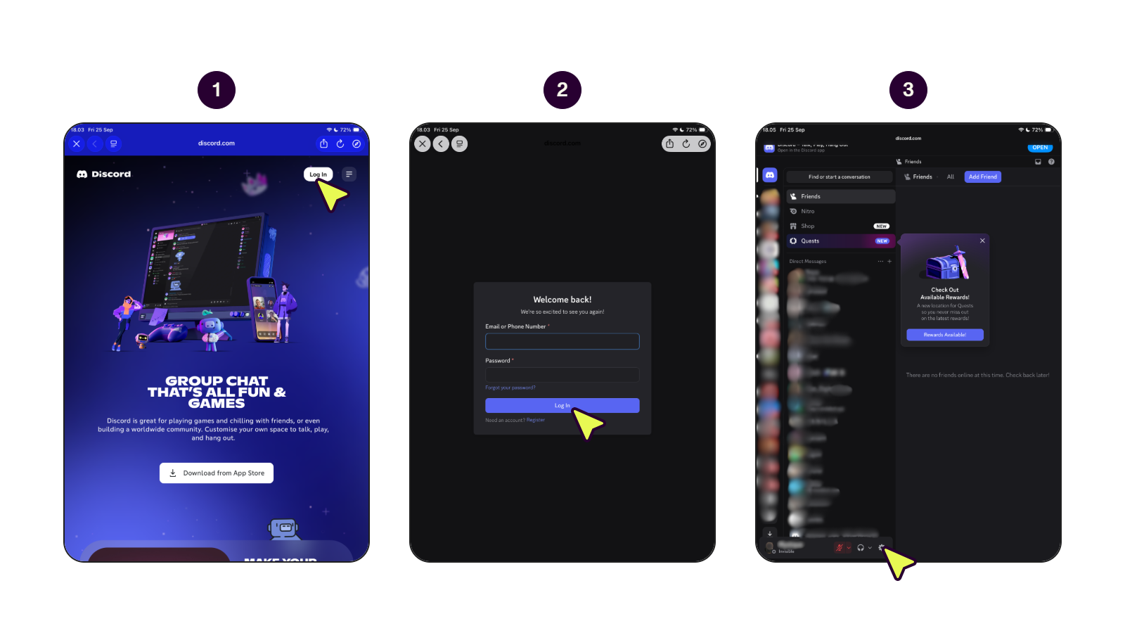 Langkah-langkah menukarkan kode voucher Discord Nitro Monthly di situs web Discord. (1/2)