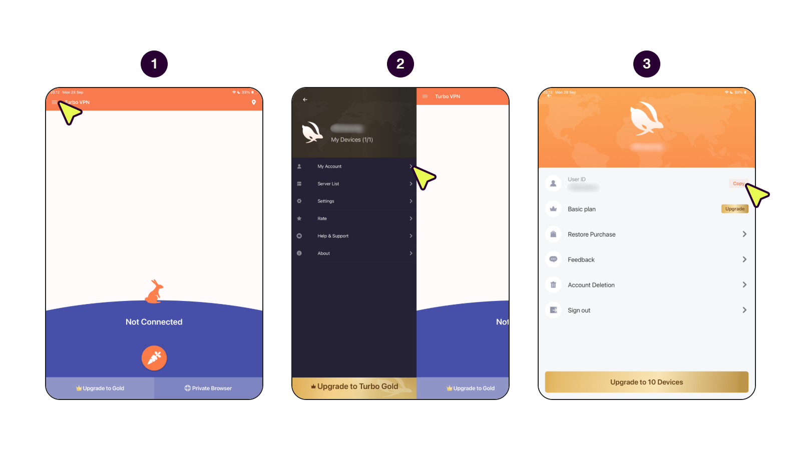 Langkah menemukan UID Turbo VPN.